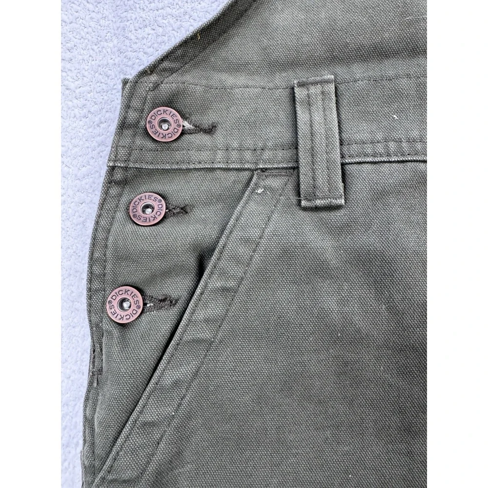 Dickies Bib Overalls Women M Mil Green Straight Duck Denim 36x32 Work Utility